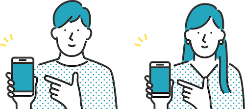 スマホを持つ男女のイラスト